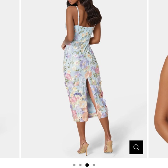 BRAND NEW spring bebe Pastel Floral V-Neck Midi Dress in Light Blue - Picture 2 of 5